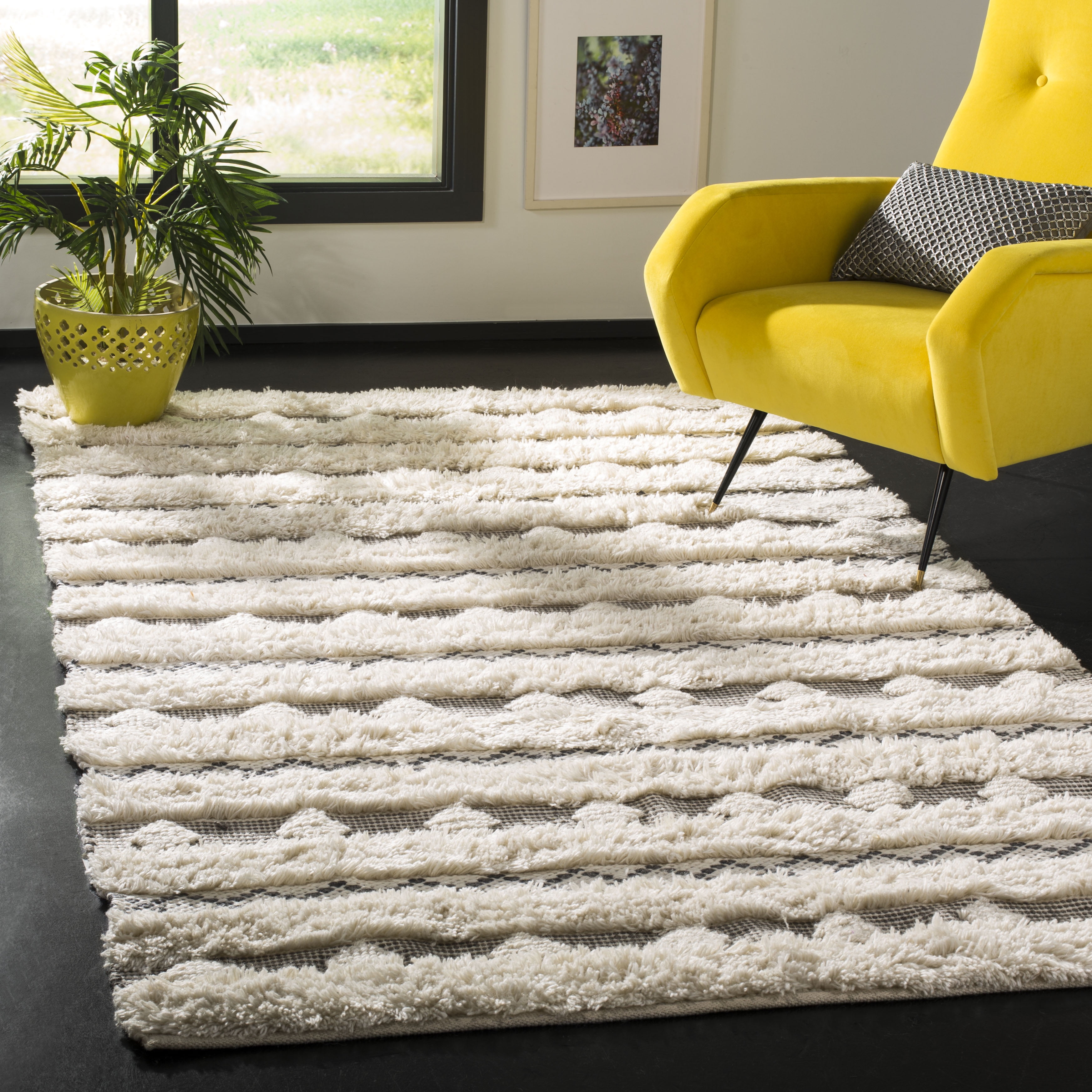 SAFAVIEH Natura Jazmyn Geometric Striped Braided Wool Area Rug, Ivory/Grey, 8' x 10'