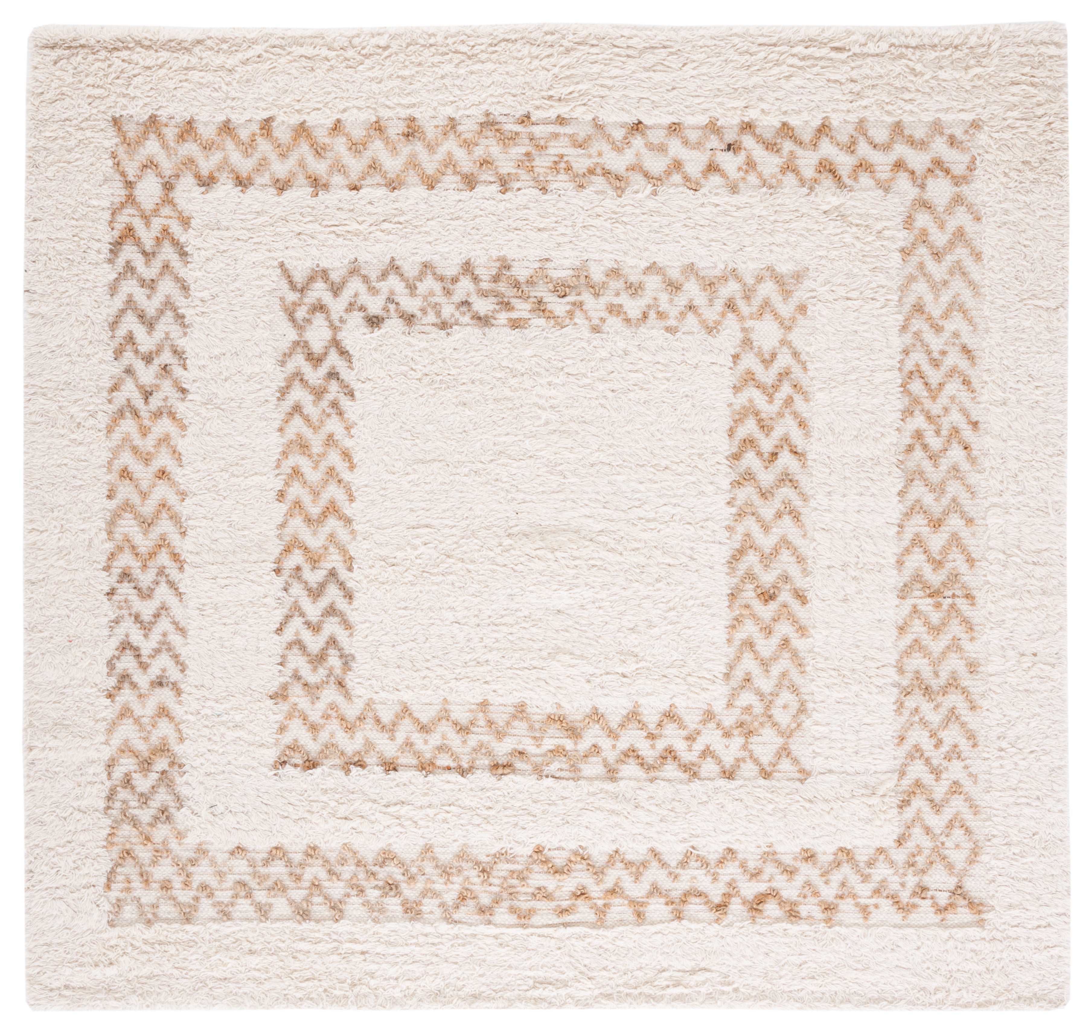 SAFAVIEH Natura Jerald Bordered Area Rug, Ivory/Natural, 6' x 6' Square