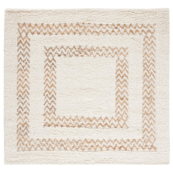 SAFAVIEH Natura Jerald Bordered Area Rug, Ivory/Natural, 6' x 6' Square