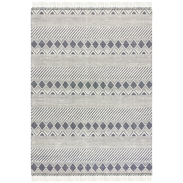 SAFAVIEH Natura Joandra Geometric Wool Area Rug, Ivory/Charcoal, 8' x 10'