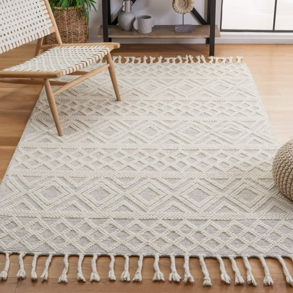 SAFAVIEH Natura Katie Southwestern Wool Area Rug, Ivory/Blue, 5' x 8'
