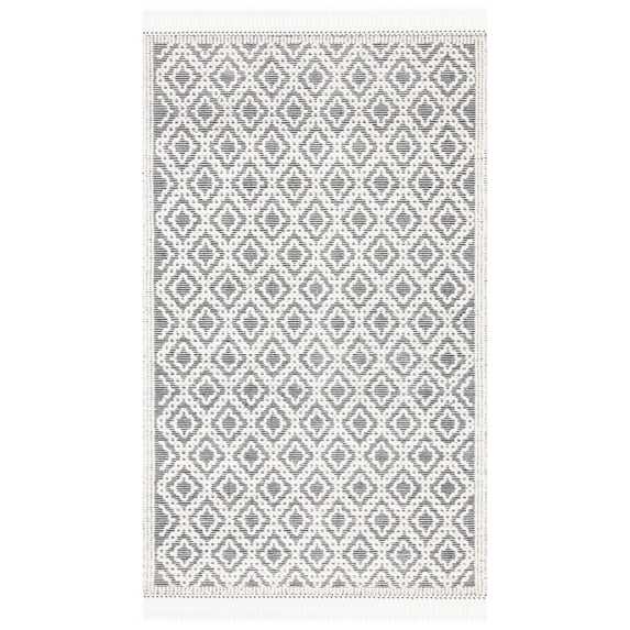 SAFAVIEH Natura Kayleah Geometric Wool Area Rug, Ivory/Black, 6' x 9'