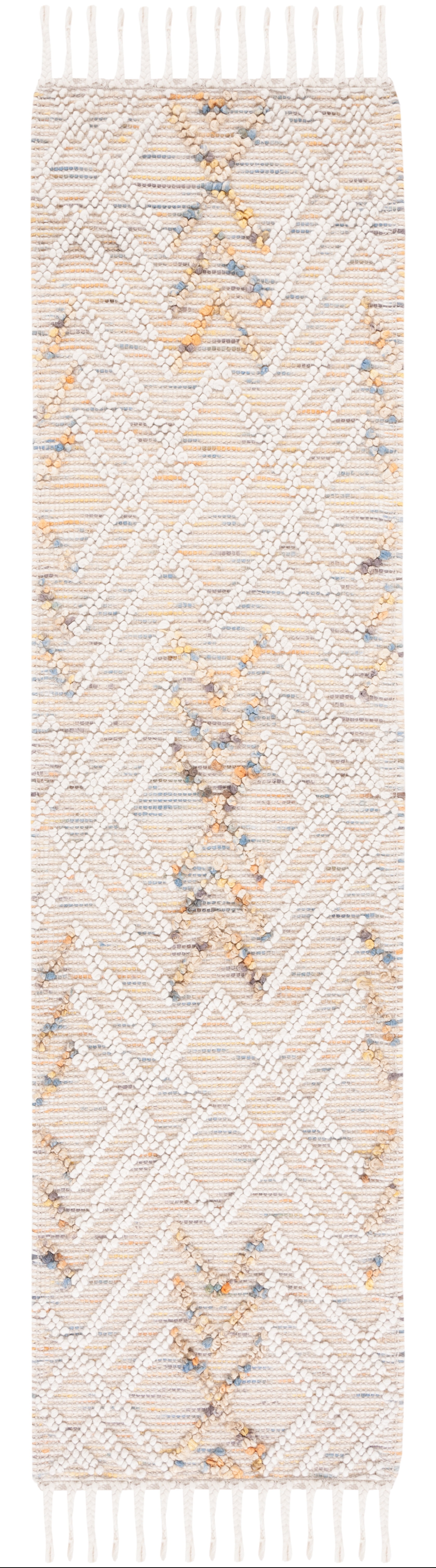 SAFAVIEH Natura Keith Geometric Runner Rug, Ivory/Orange, 2'3" x 9'