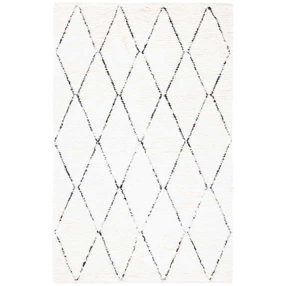 SAFAVIEH Natura Kuzman Geometric Wool Area Rug, Ivory/Black, 6' x 9'