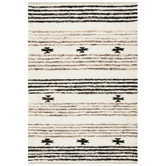 SAFAVIEH Natura Kyle Striped Area Rug, Black/Ivory, 2'3" x 4'
