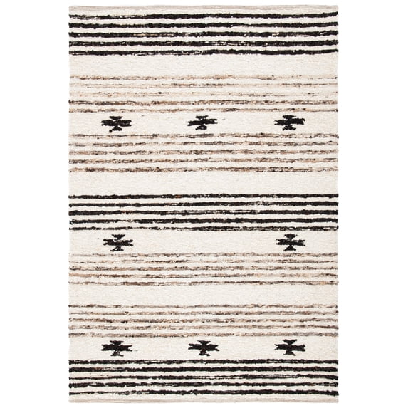 SAFAVIEH Natura Kyle Striped Area Rug, Black/Ivory, 2' x 3'