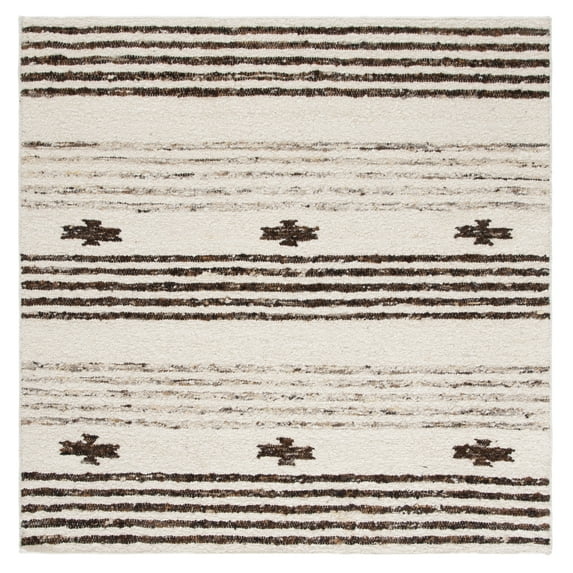 SAFAVIEH Natura Kyle Striped Area Rug, Black/Ivory, 4' x 4' Square