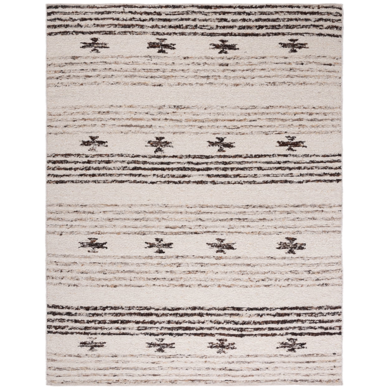 Natura Hand Woven Black and Ivory Wool Area Rug