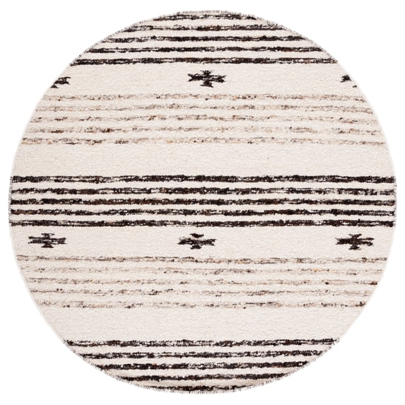 SAFAVIEH Natura Kyle Striped Area Rug, Black/Ivory, 6' x 6' Round