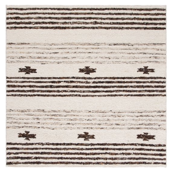SAFAVIEH Natura Kyle Striped Area Rug, Black/Ivory, 8' x 8' Square