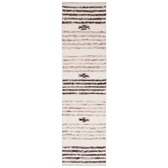 SAFAVIEH Natura Kyle Striped Runner Rug, Black/Ivory, 2'3" x 10'