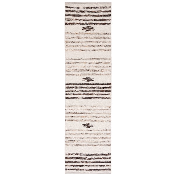 SAFAVIEH Natura Kyle Striped Runner Rug, Black/Ivory, 2'3" x 14'
