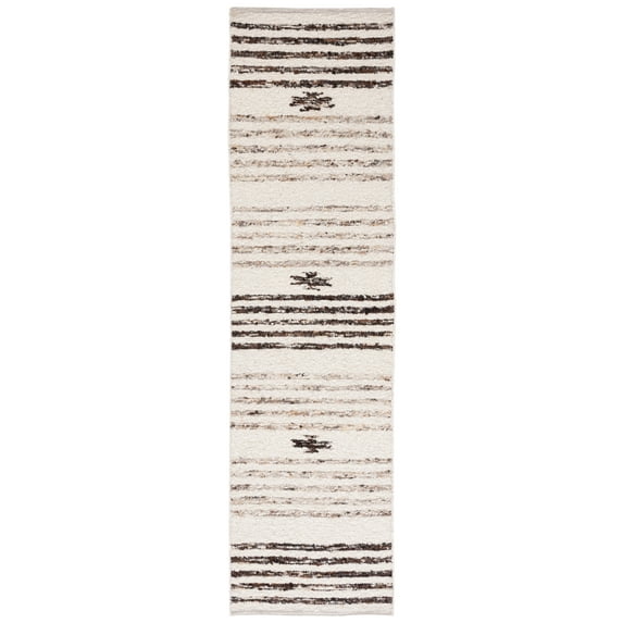 SAFAVIEH Natura Kyle Striped Runner Rug, Black/Ivory, 2'3" x 16'