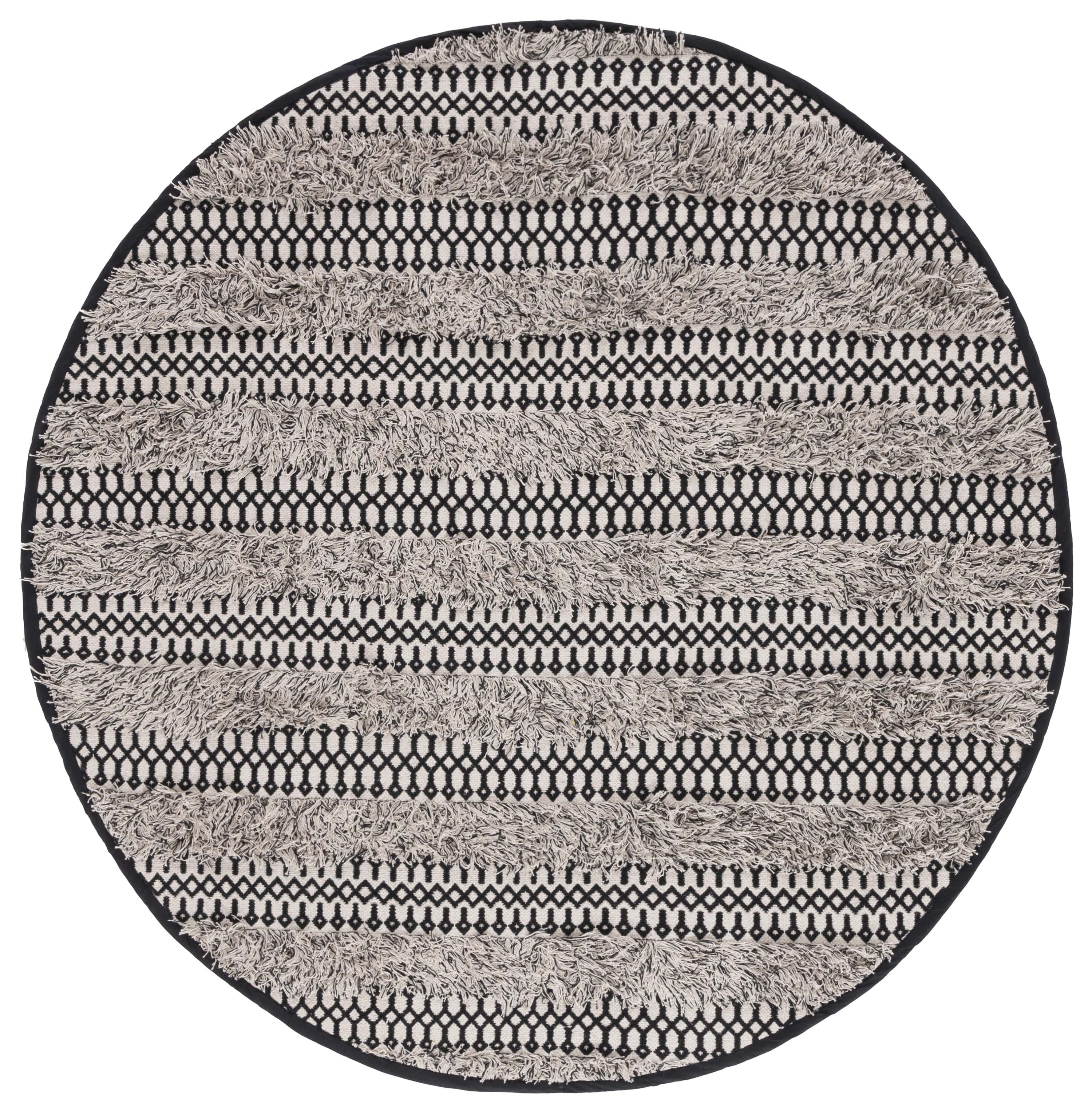 SAFAVIEH Natura Laird Geometric Cotton Area Rug, Black/Ivory, 6' x 6' Round