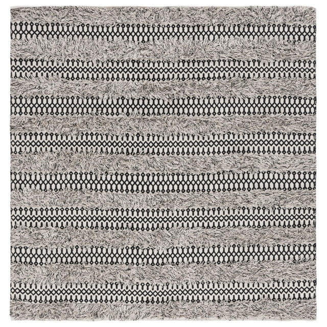 SAFAVIEH Natura Laird Geometric Cotton Area Rug, Black/Ivory, 6' x 6' Square