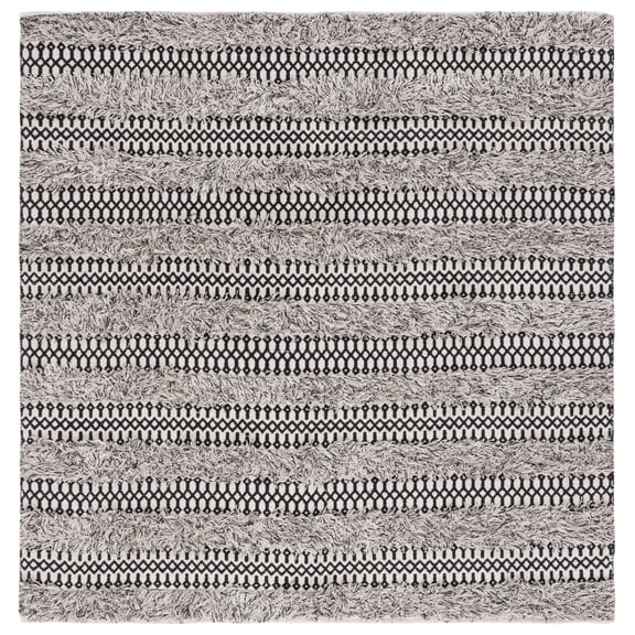 SAFAVIEH Natura Laird Geometric Cotton Area Rug, Black/Ivory, 6' x 6' Square