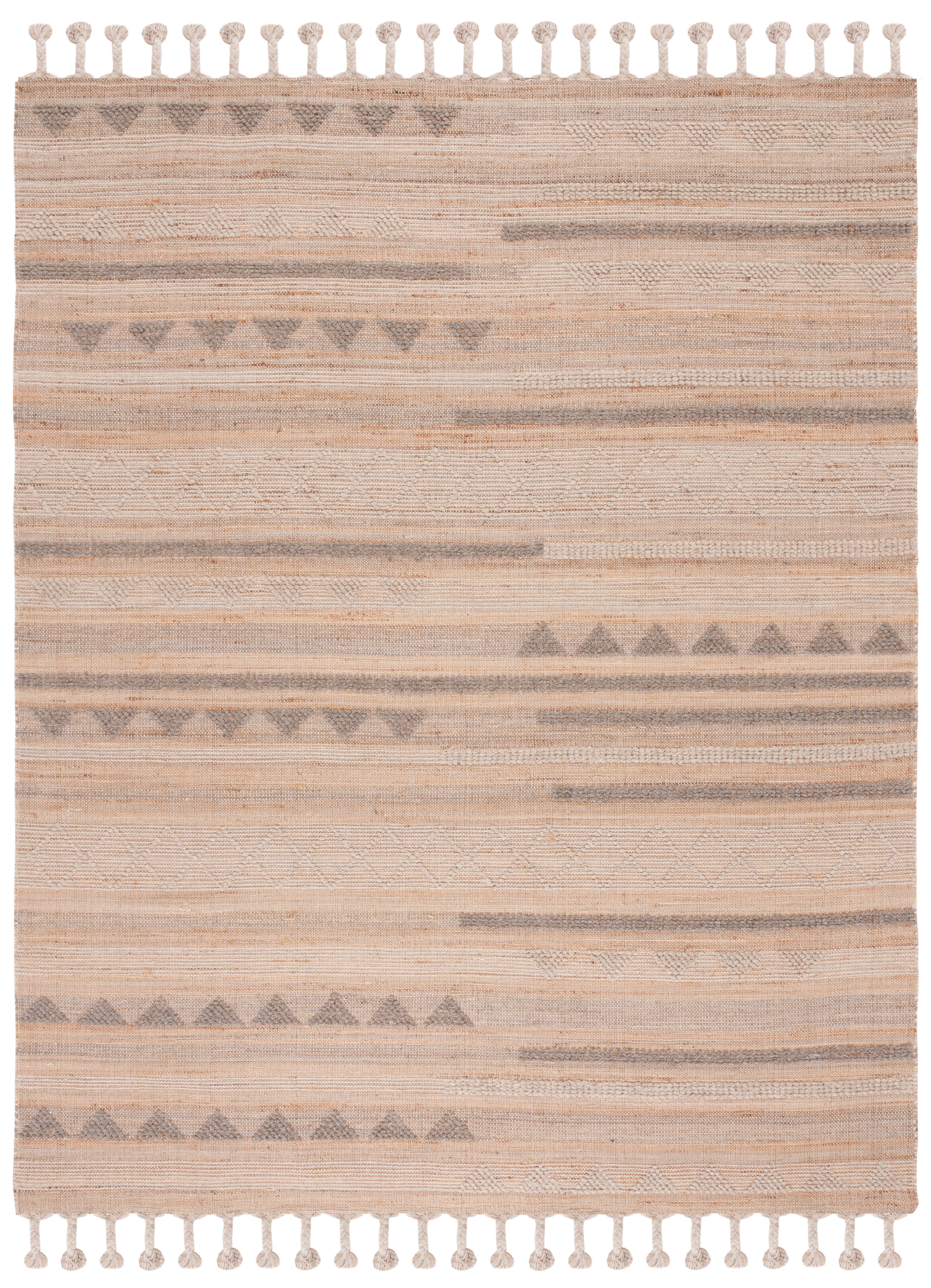 Natural Beige Flat Woven Wool and Cotton 8' x 10' Area Rug