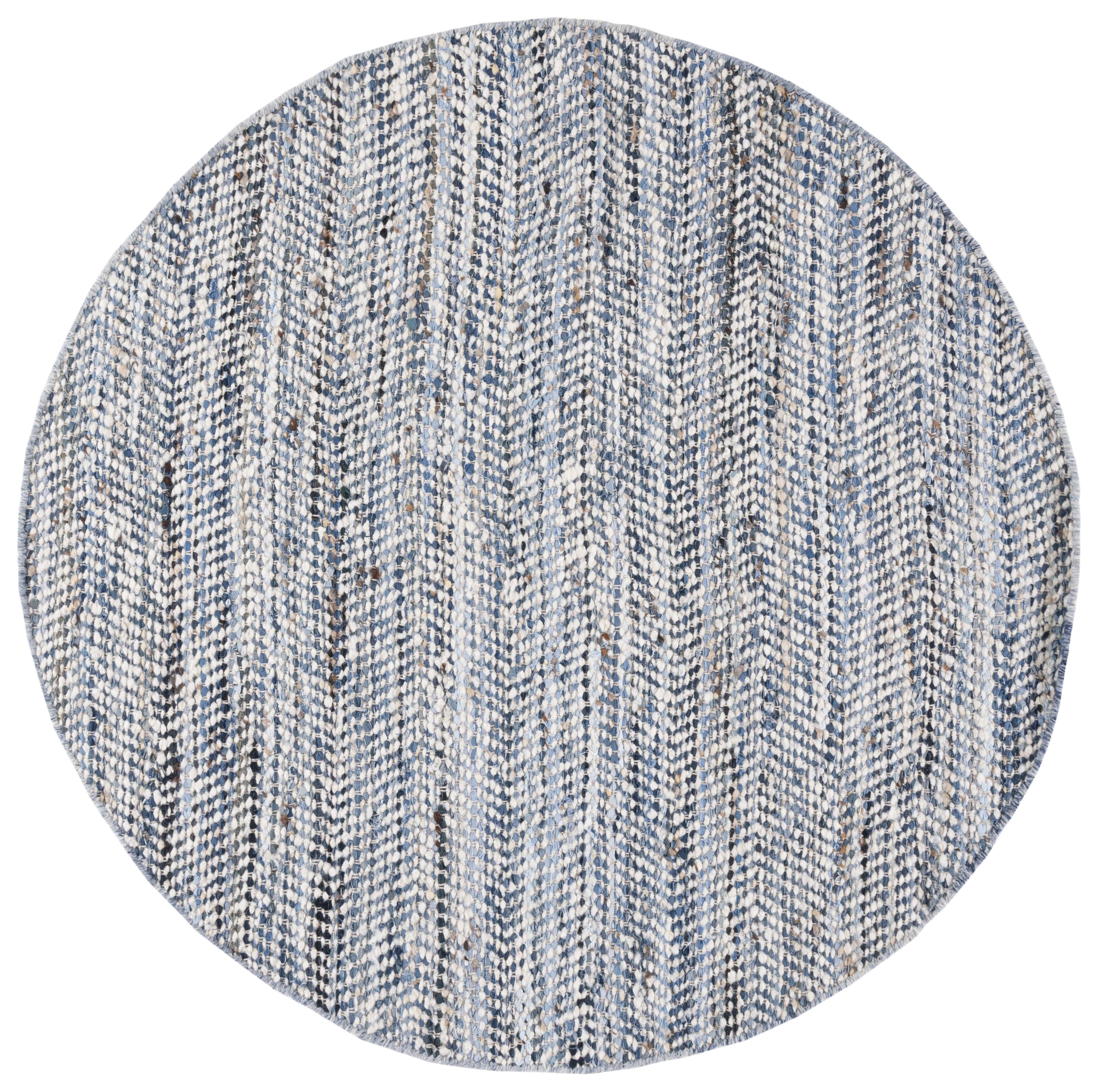 SAFAVIEH Natura Leonard Distressed Area Rug, Blue/Ivory, 6' x 6' Round