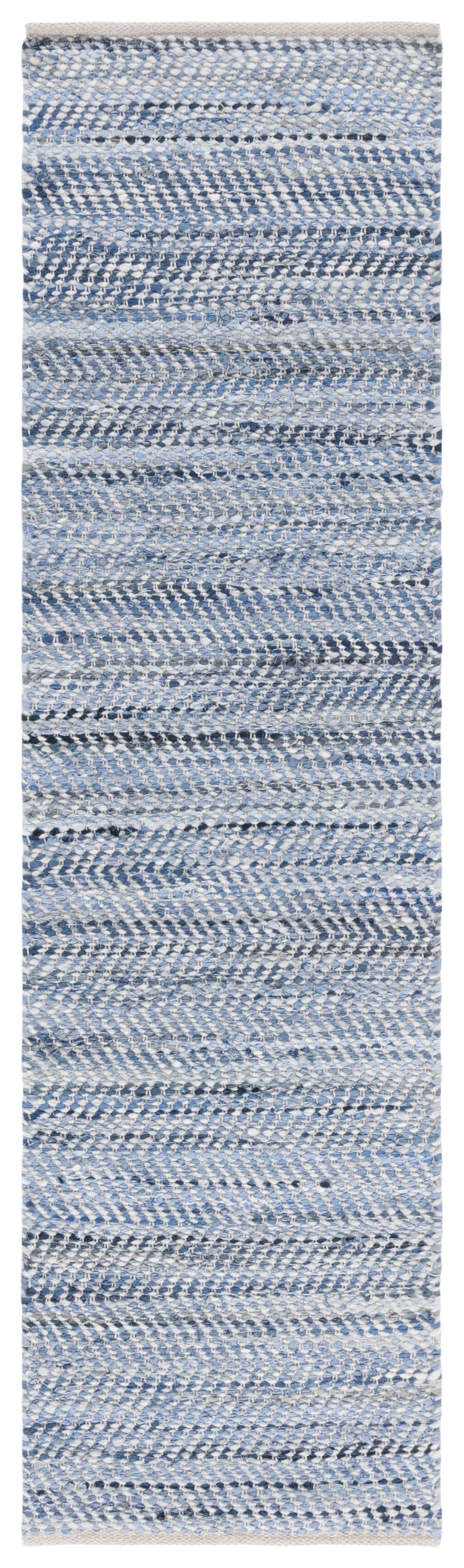 Blue and Light Grey Handmade Wool Runner Rug