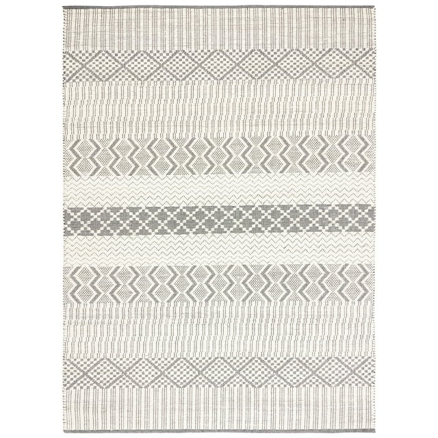SAFAVIEH Natura Maitland Geometric Wool Area Rug, Ivory/Grey, 9' x 12'