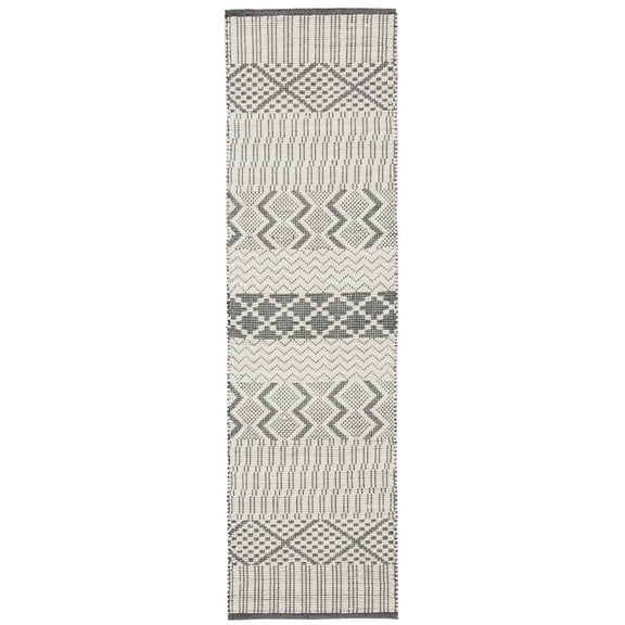 SAFAVIEH Natura Maitland Geometric Wool Runner Rug, Ivory/Grey, 2'3" x 8'