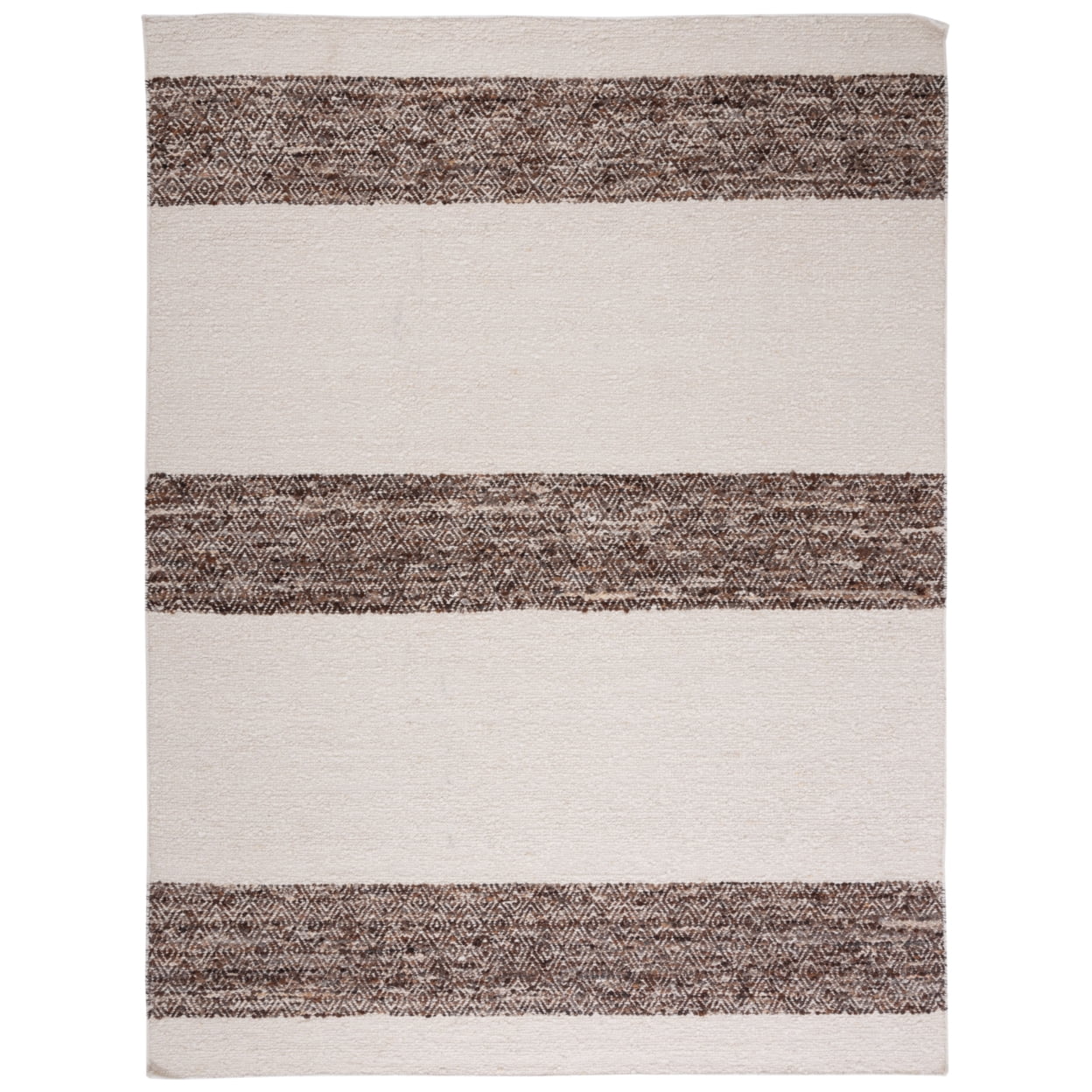 Ivory and Brown Hand-Tufted Wool Rectangular Rug