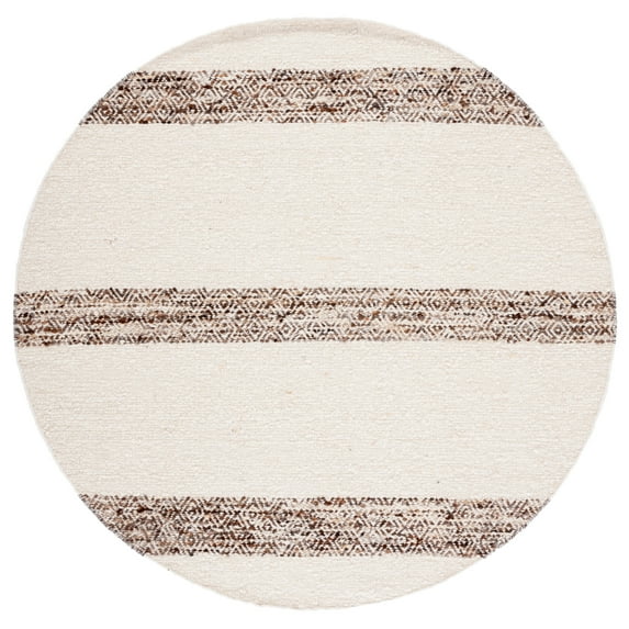 SAFAVIEH Natura Margaret Striped Area Rug, Ivory/Brown, 6' x 6' Round