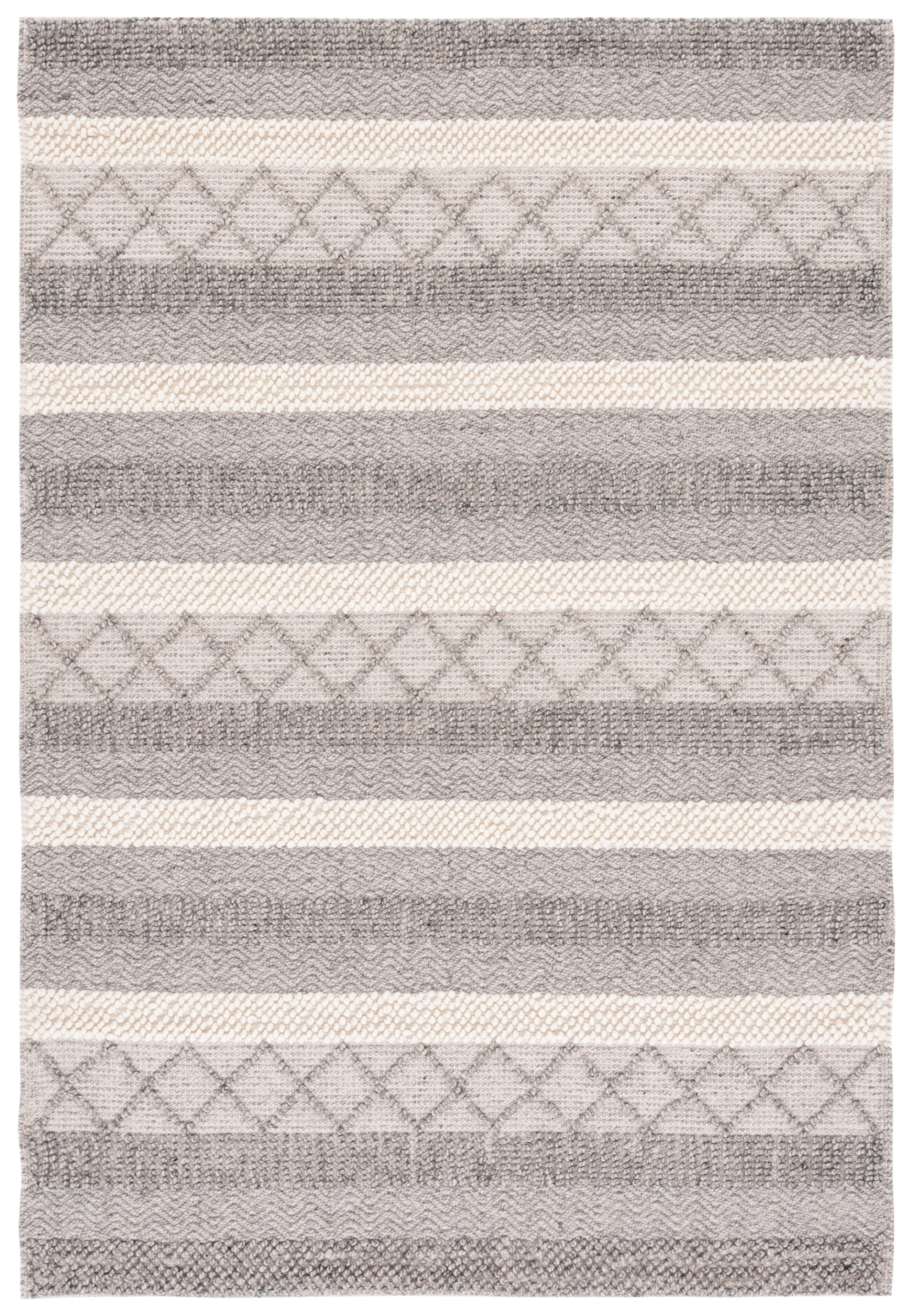 Gray and Beige Handwoven Wool Cotton Area Rug