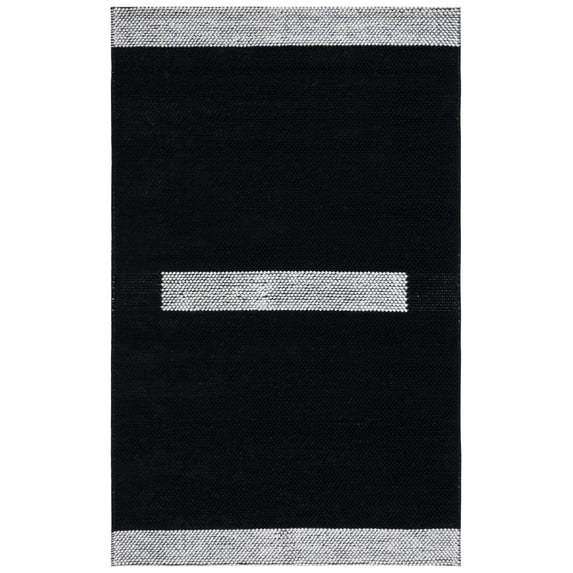 SAFAVIEH Natura Marina Striped Wool Area Rug, Black/Ivory, 4' x 6'