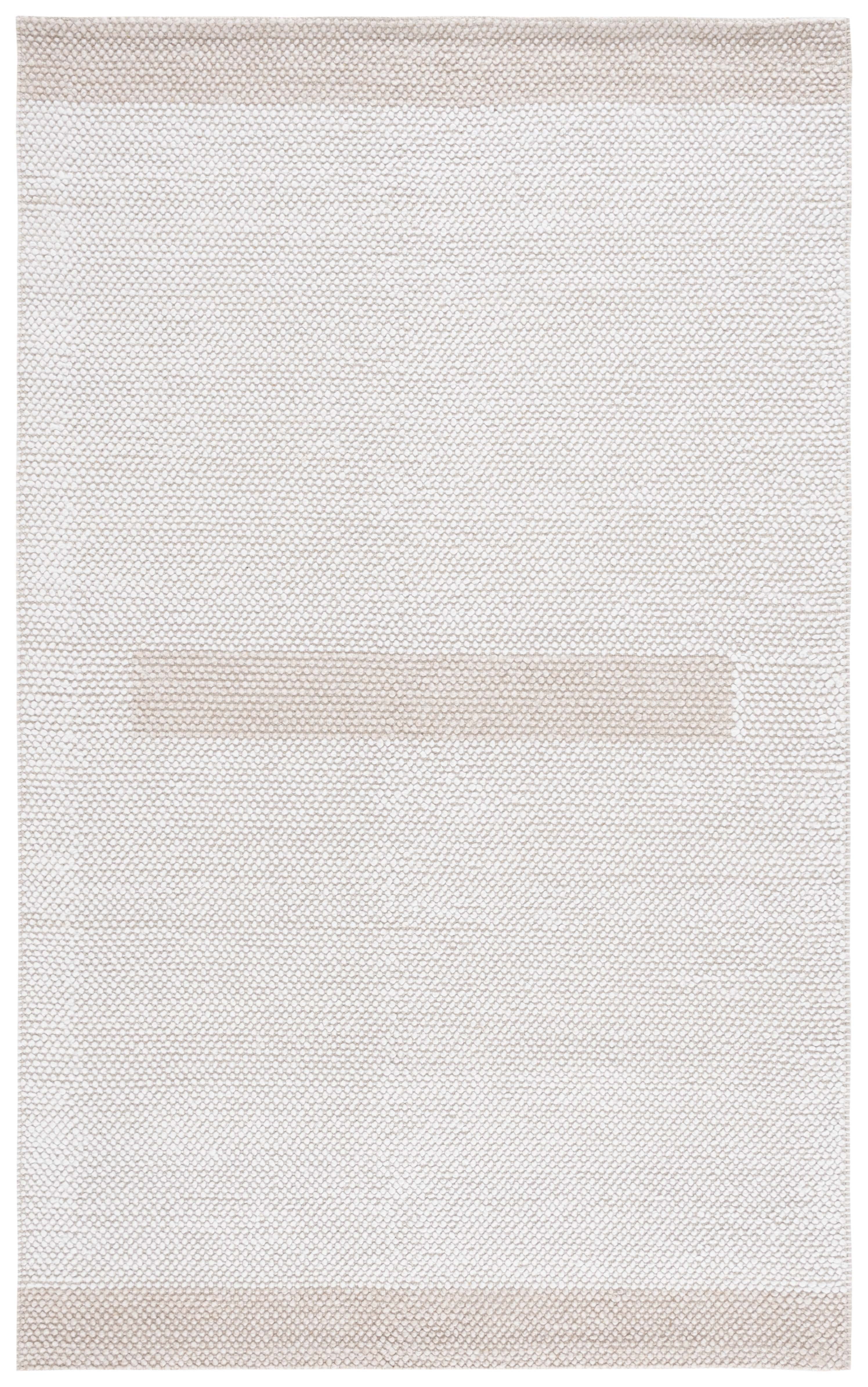Handmade Ivory and Beige Wool Flat Woven Area Rug, 5' x 8'
