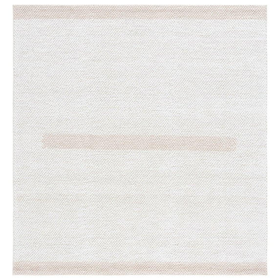 SAFAVIEH Natura Marina Striped Wool Area Rug, Ivory/Beige, 6' x 6' Square