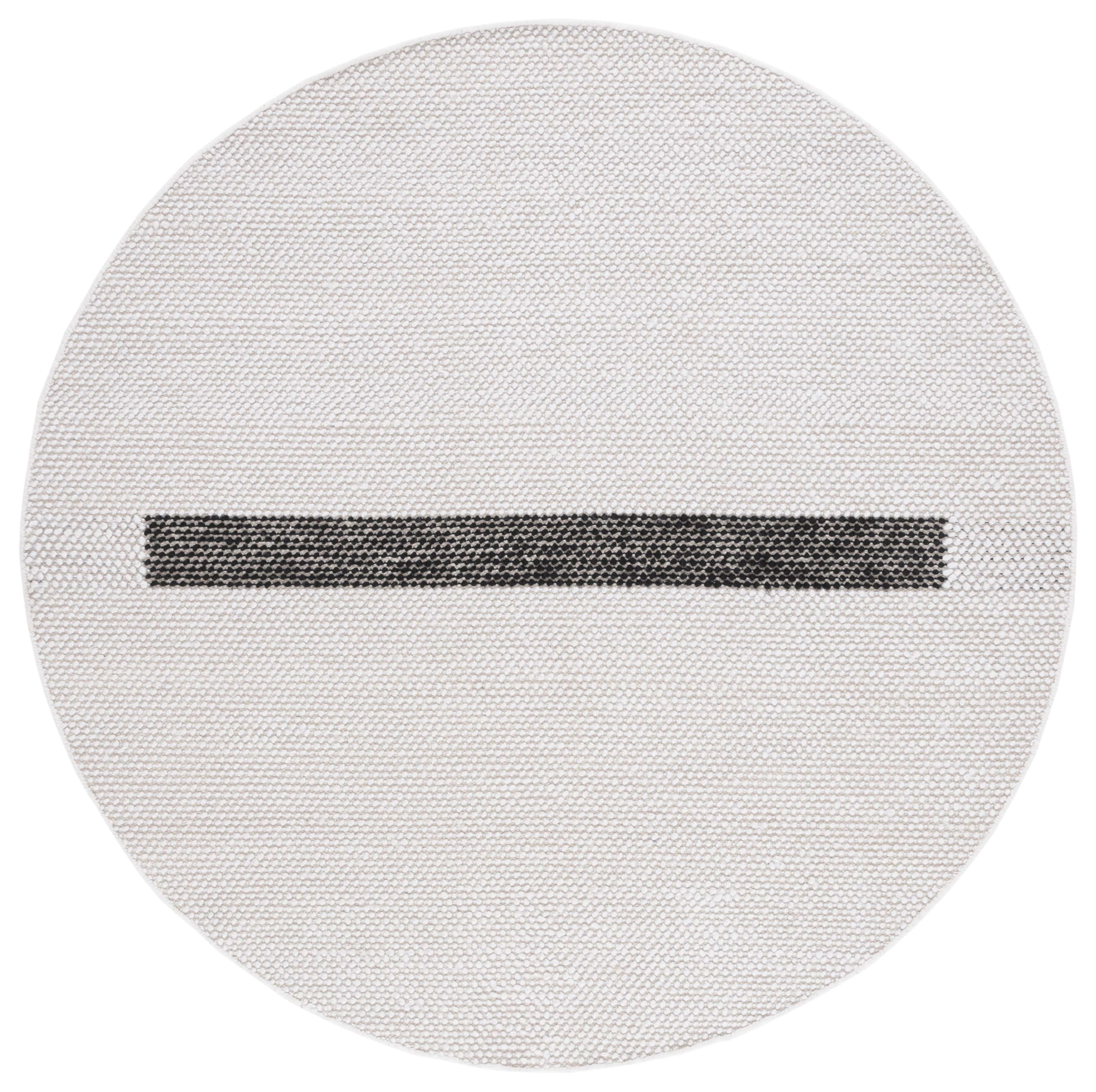 SAFAVIEH Natura Marina Striped Wool Area Rug, Ivory/Black, 6' x 6' Round