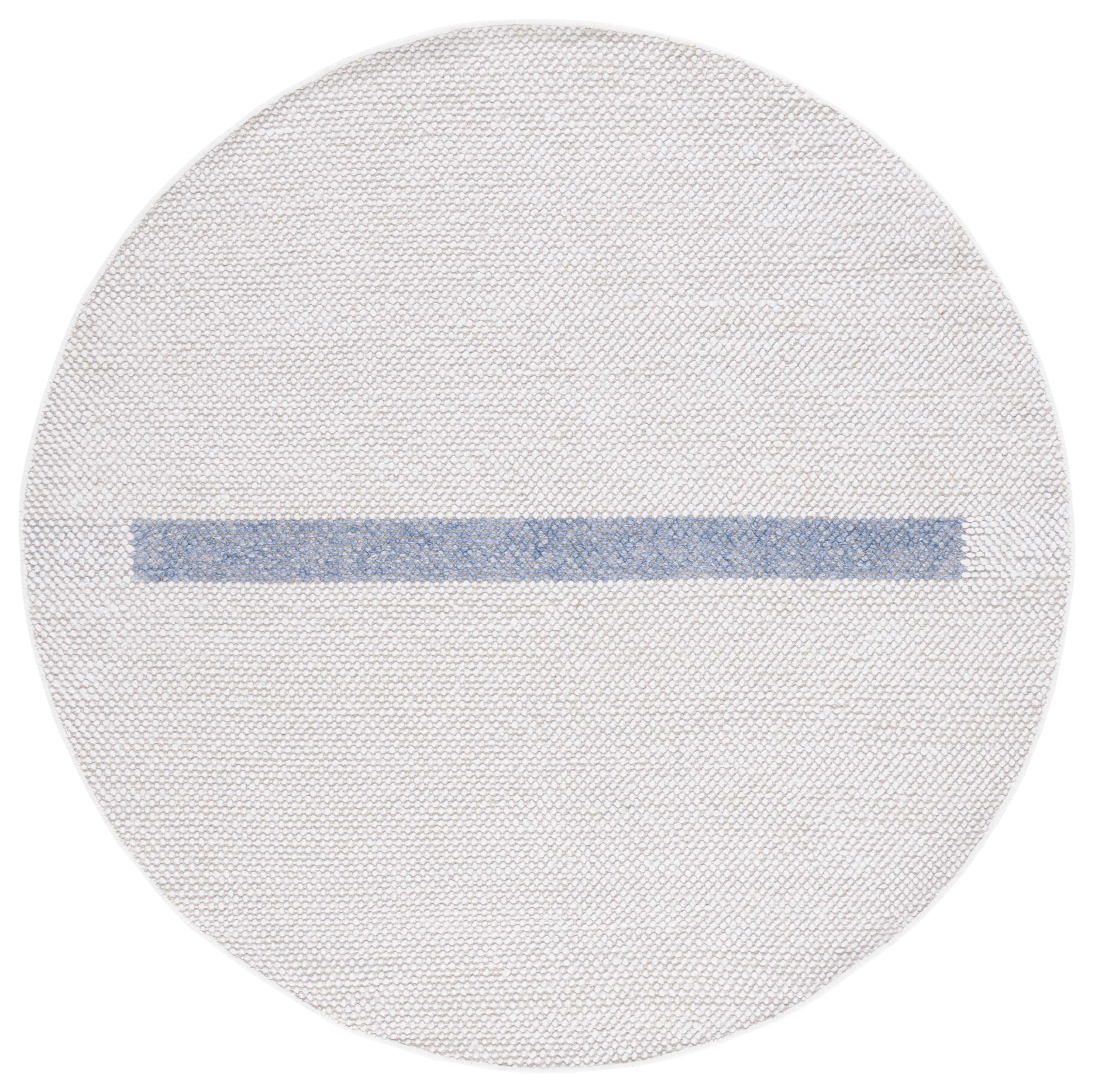 SAFAVIEH Natura Marina Striped Wool Area Rug, Ivory/Blue, 6' x 6' Round
