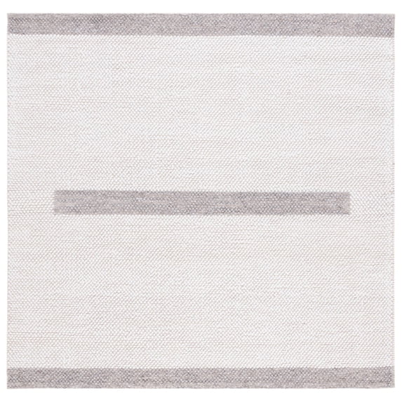 SAFAVIEH Natura Marina Striped Wool Area Rug, Ivory/Brown, 6' x 6' Square