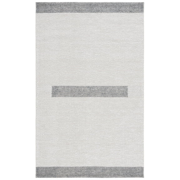 SAFAVIEH Natura Marina Striped Wool Area Rug, Ivory/Dark Grey, 5' x 8'