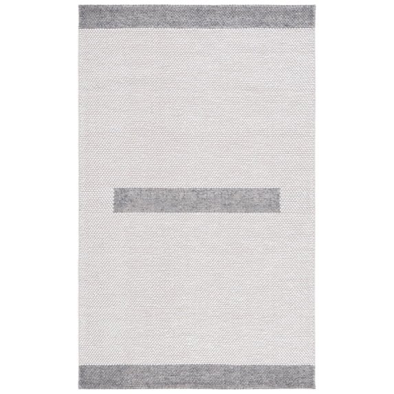 SAFAVIEH Natura Marina Striped Wool Area Rug, Ivory/Dark Grey, 8' x 10'