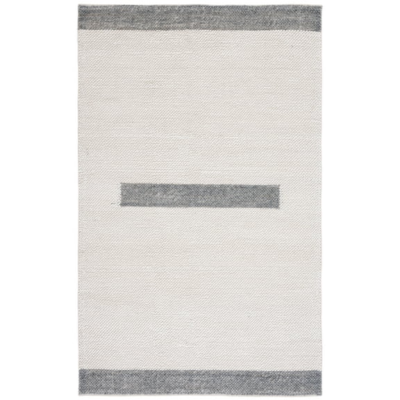 SAFAVIEH Natura Marina Striped Wool Area Rug, Ivory/Grey, 4' x 6'