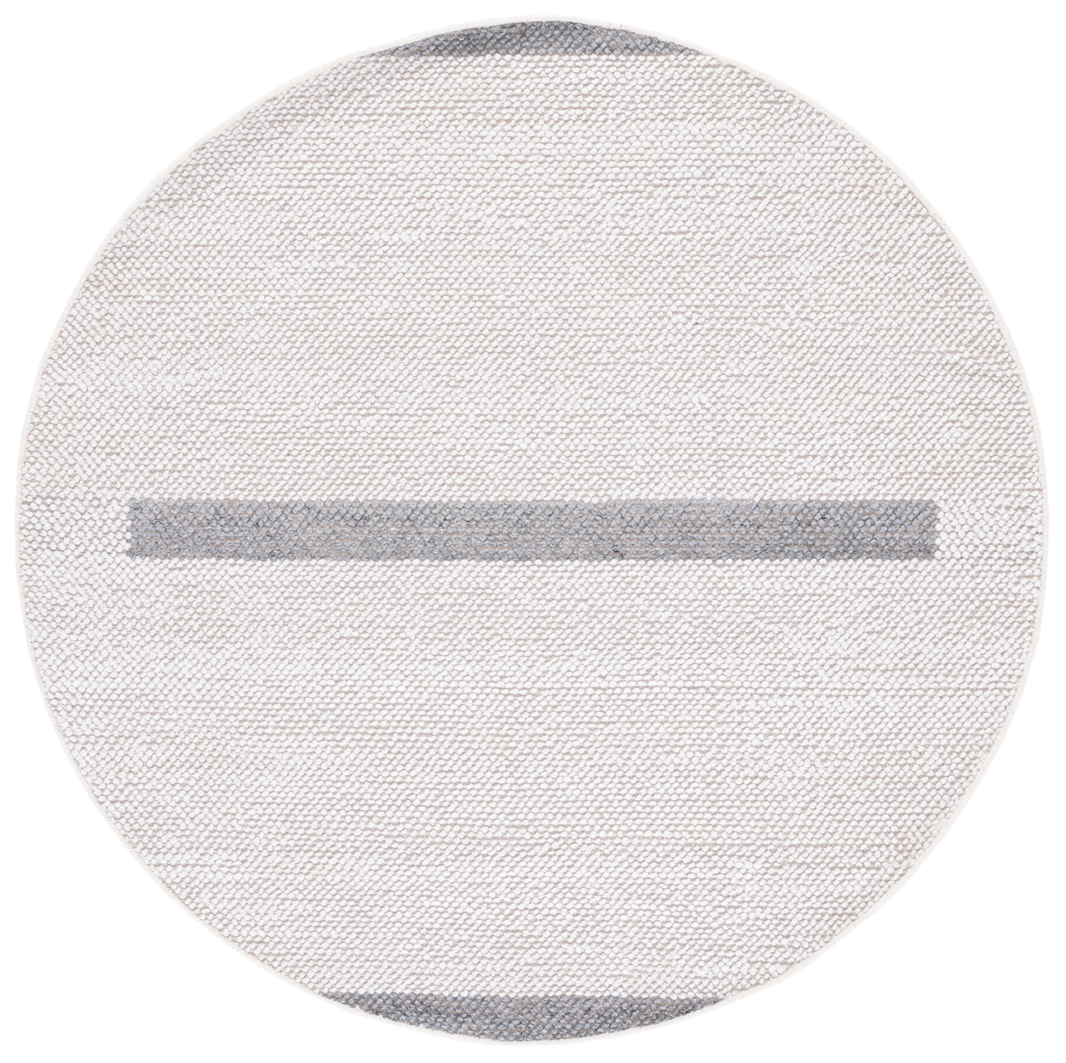 SAFAVIEH Natura Marina Striped Wool Area Rug, Ivory/Grey, 6' x 6' Round