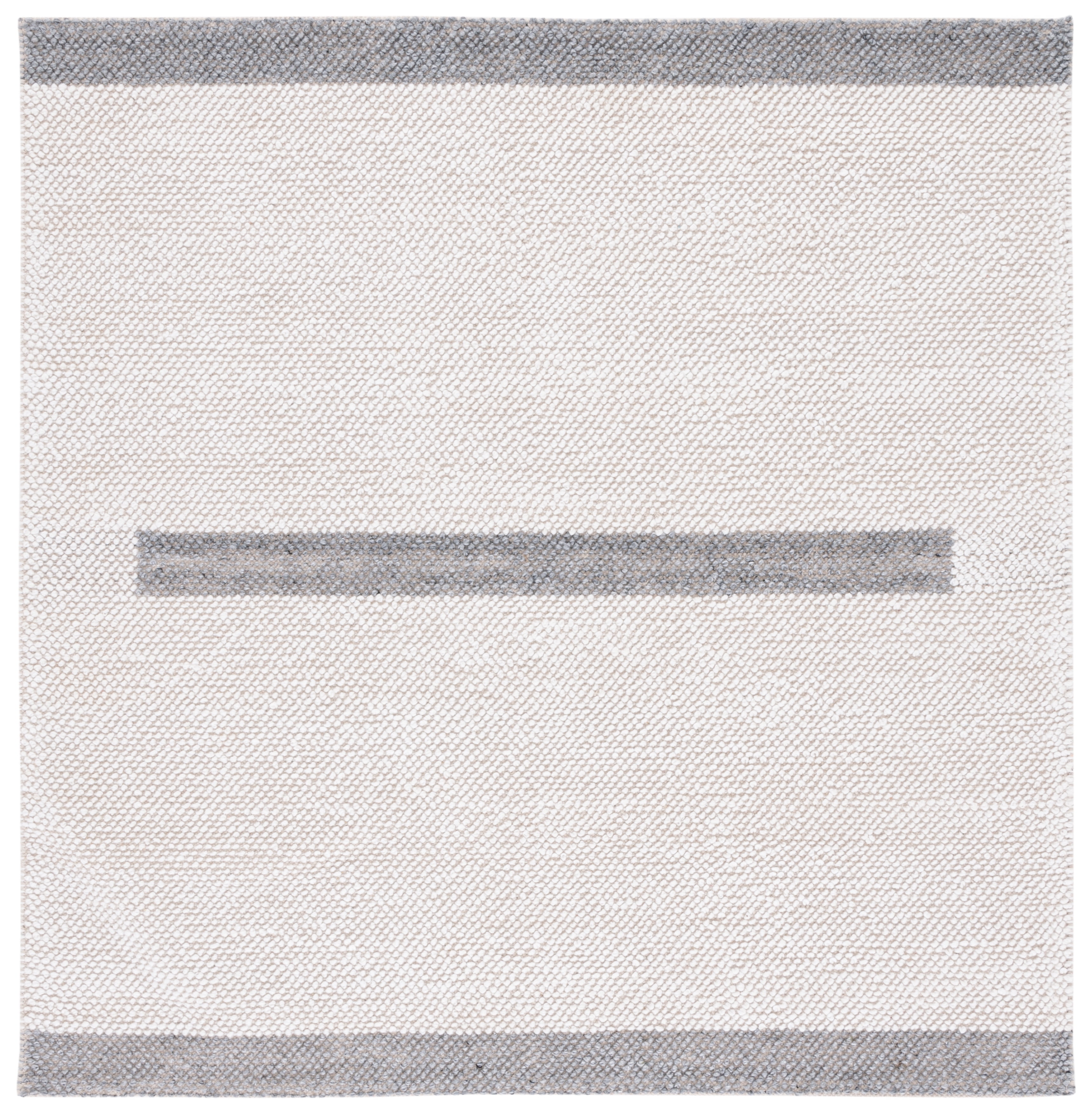 SAFAVIEH Natura Marina Striped Wool Area Rug, Ivory/Grey, 6' x 6' Square