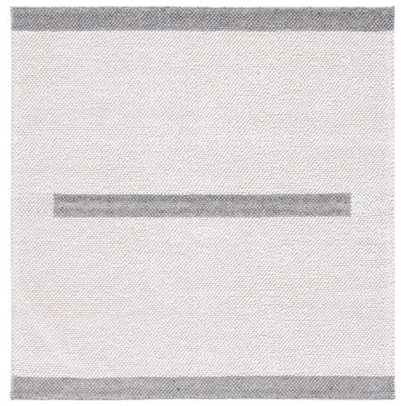 SAFAVIEH Natura Marina Striped Wool Area Rug, Ivory/Grey, 6' x 6' Square