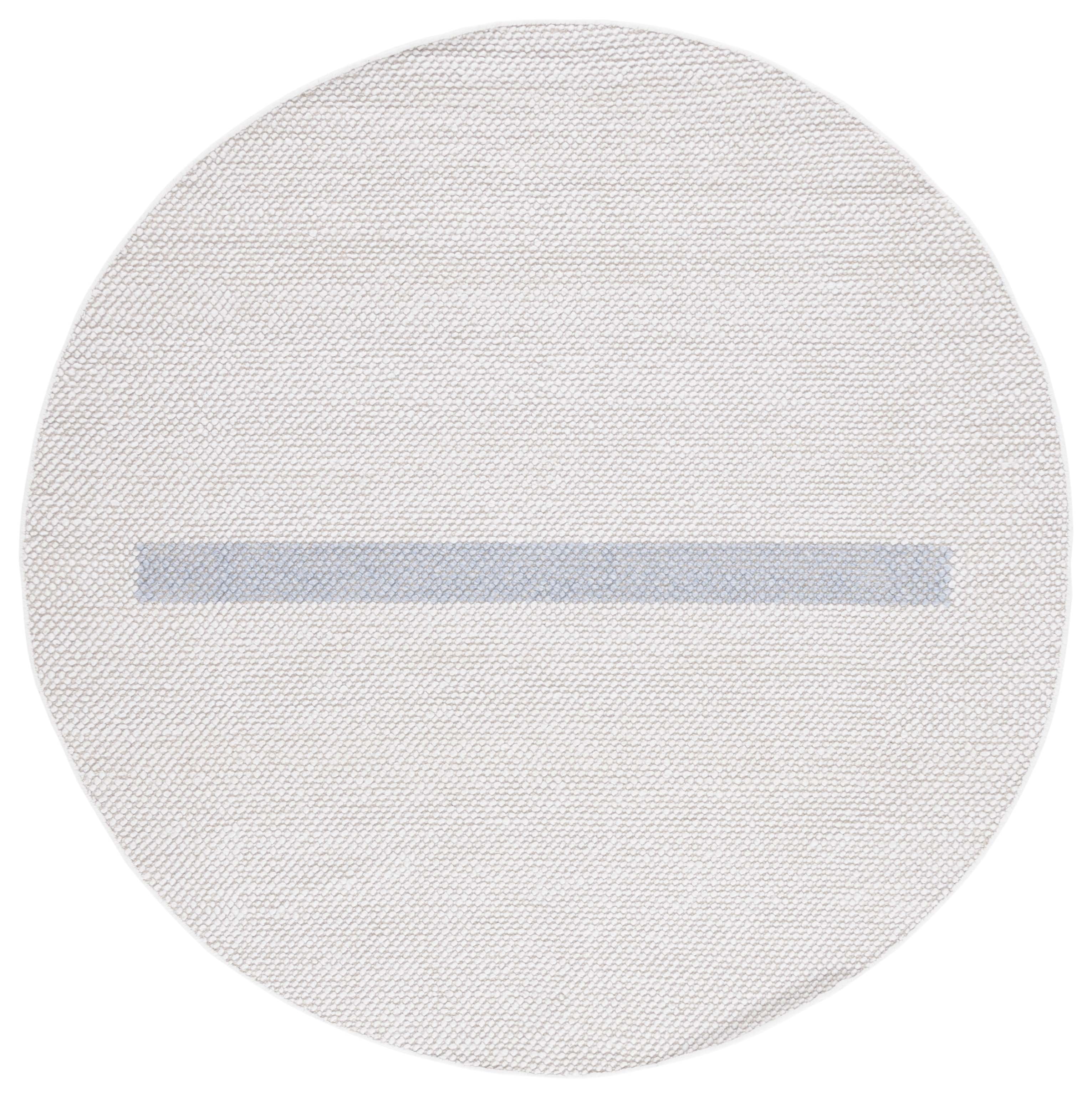 SAFAVIEH Natura Marina Striped Wool Area Rug, Ivory/Light Blue, 6' x 6' Round
