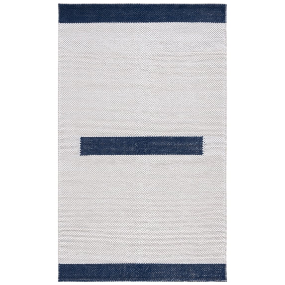 SAFAVIEH Natura Marina Striped Wool Area Rug, Ivory/Navy, 4' x 6'