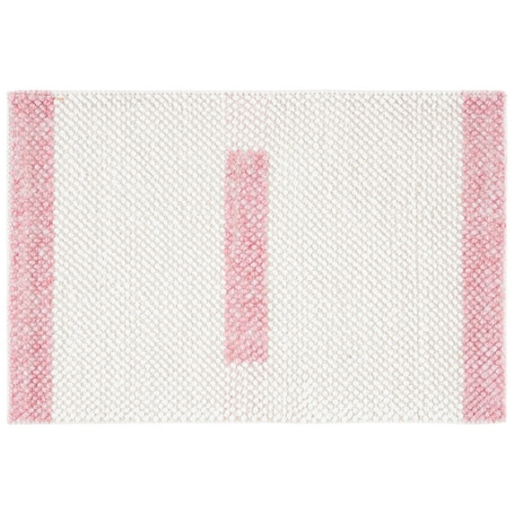 SAFAVIEH Natura Marina Striped Wool Area Rug, Ivory/Pink, 3' x 5'