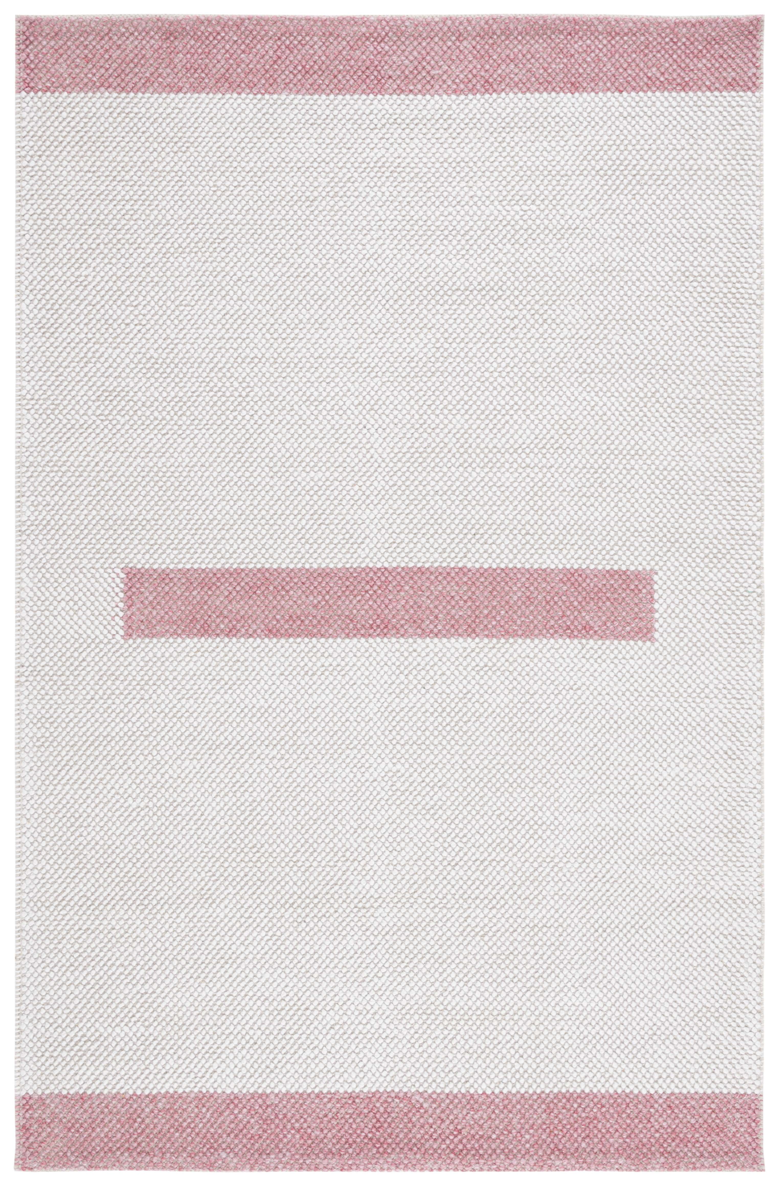 SAFAVIEH Natura Marina Striped Wool Area Rug, Ivory/Pink, 4' x 6'