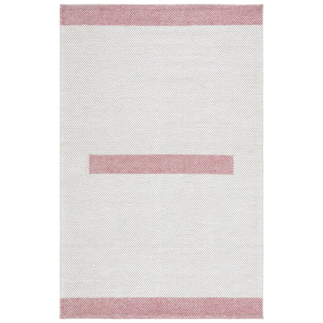 SAFAVIEH Natura Marina Striped Wool Area Rug, Ivory/Pink, 5' x 8'