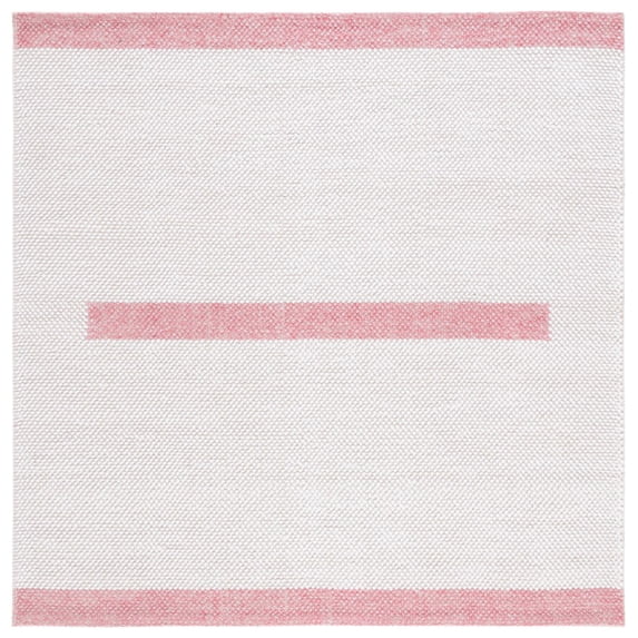 SAFAVIEH Natura Marina Striped Wool Area Rug, Ivory/Pink, 6' x 6' Square