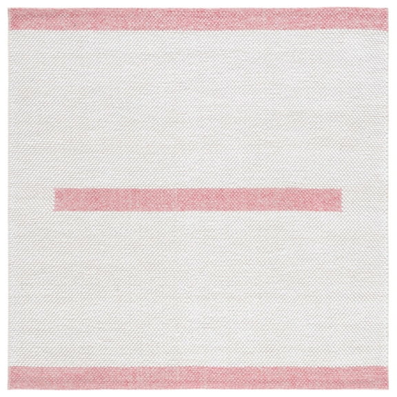 SAFAVIEH Natura Marina Striped Wool Area Rug, Ivory/Pink, 6' x 6' Square