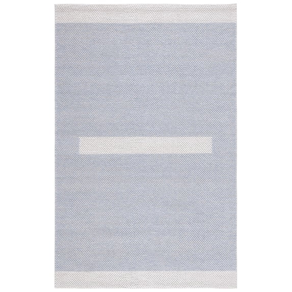 SAFAVIEH Natura Marina Striped Wool Area Rug, Light Blue/Ivory, 4' x 6'