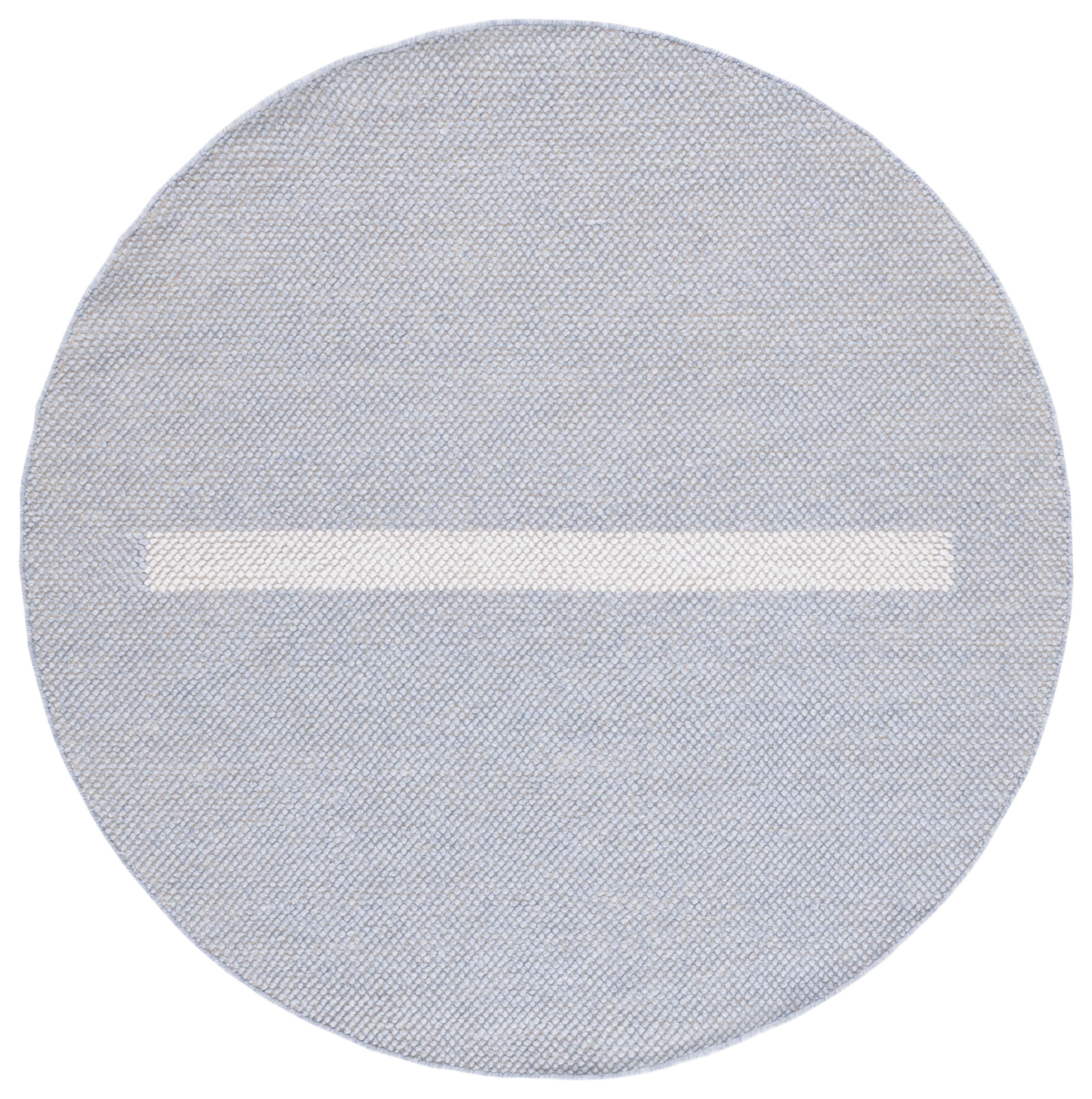 SAFAVIEH Natura Marina Striped Wool Area Rug, Light Blue/Ivory, 6' x 6' Round