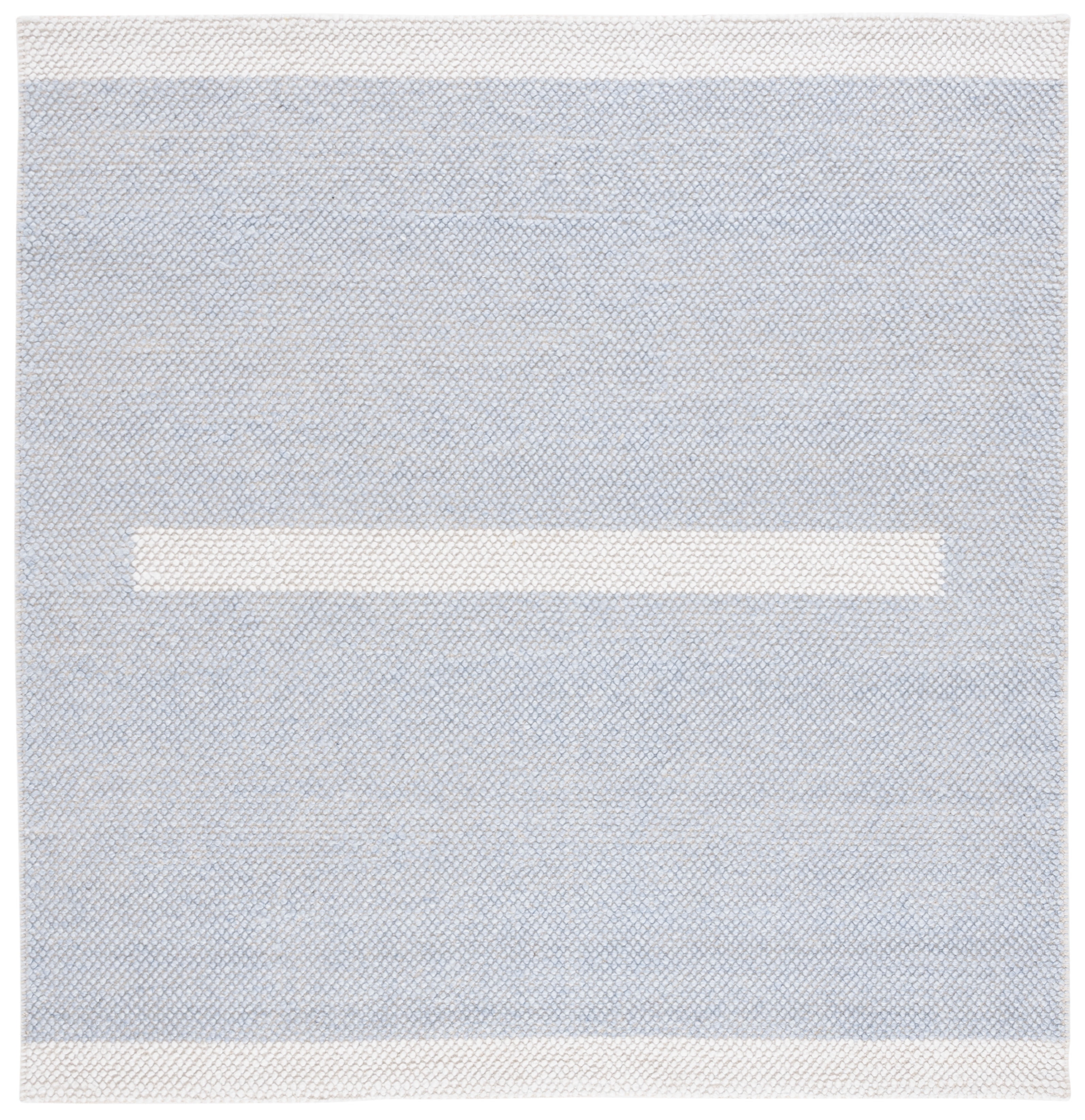 SAFAVIEH Natura Marina Striped Wool Area Rug, Light Blue/Ivory, 6' x 6' Square